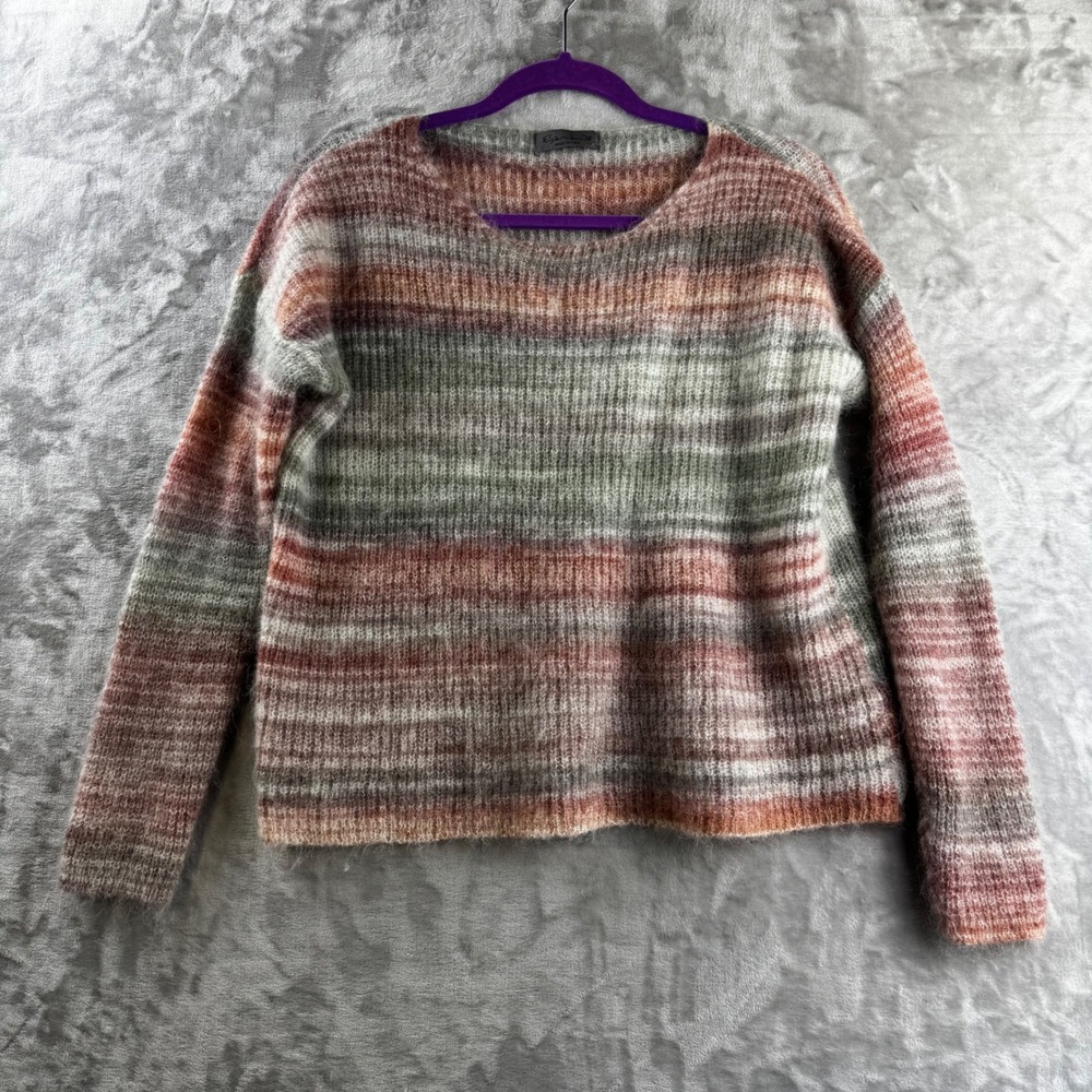 Elsamanda Sweater Womens L Multicolor Wool Alpaca Mohair Striped Italy (1785)